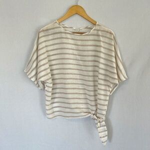 BEACHLUNCHLOUNGE Size XS Linen Cotton Blend Pop Over Side Tie Short Sleeve Top